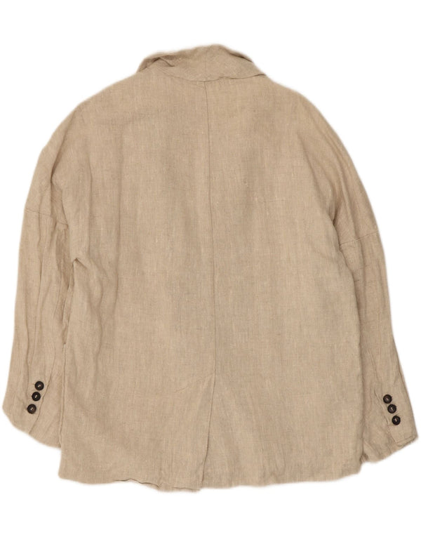 Zara Chaqueta Blazer Extragrande con Doble Botonadura para Mujer UK 10 Small Beige Linen