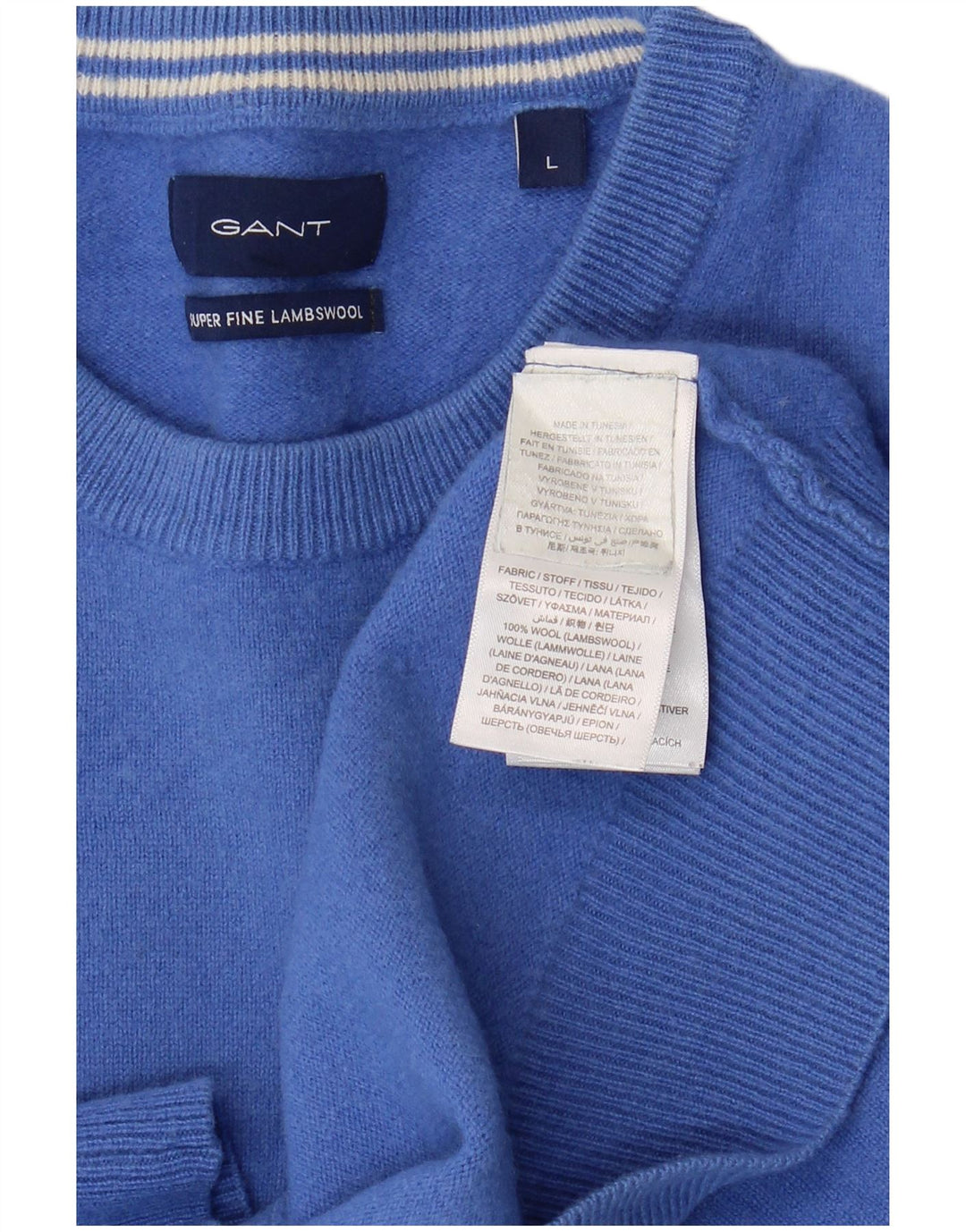 GANT Jersey De Cuello Redondo Para Hombre Jersey De Lana Azul Grande