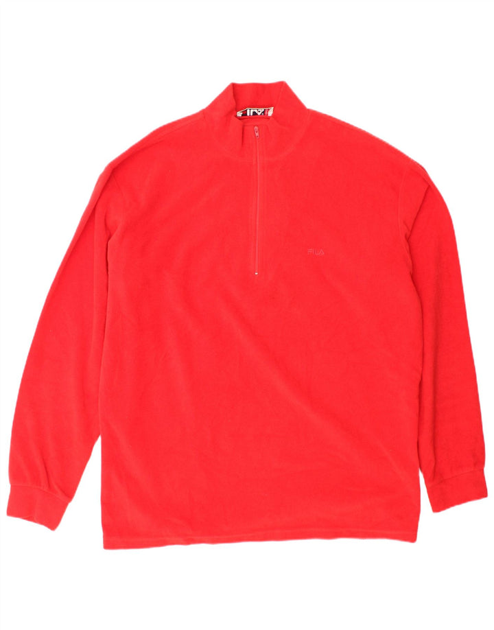 FILA Jersey polar con cuello y cremallera para hombre IT 54 XL Poliéster rojo