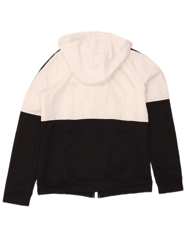 ADIDAS Sudadera con capucha y cremallera para mujer Reino Unido 12/14 Mediano Blanco Colorblock