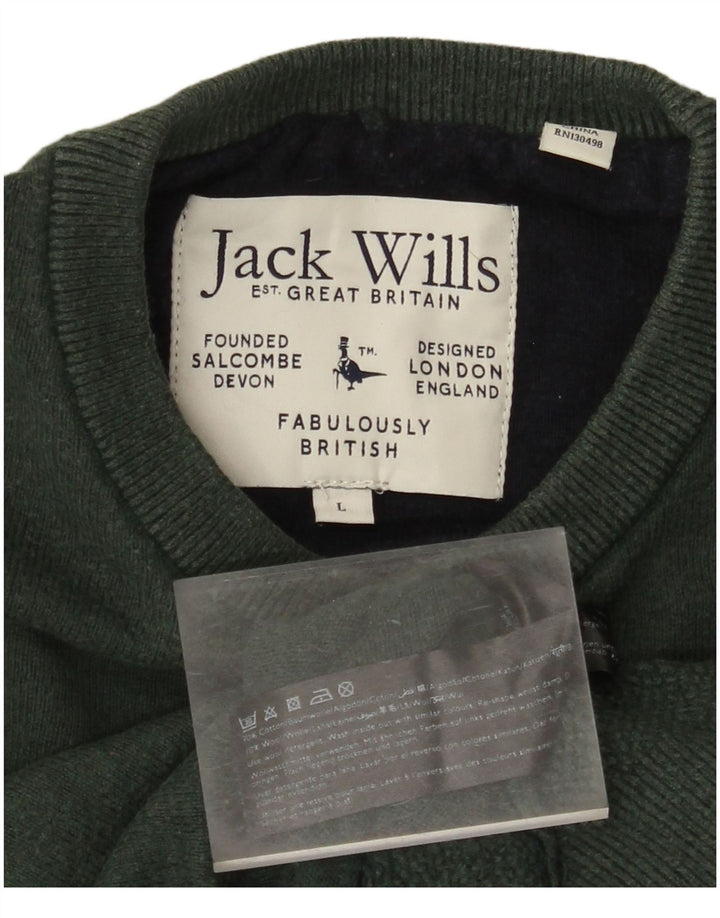 JACK WILLS Jersey de cuello redondo para hombre, talla grande, algodón verde