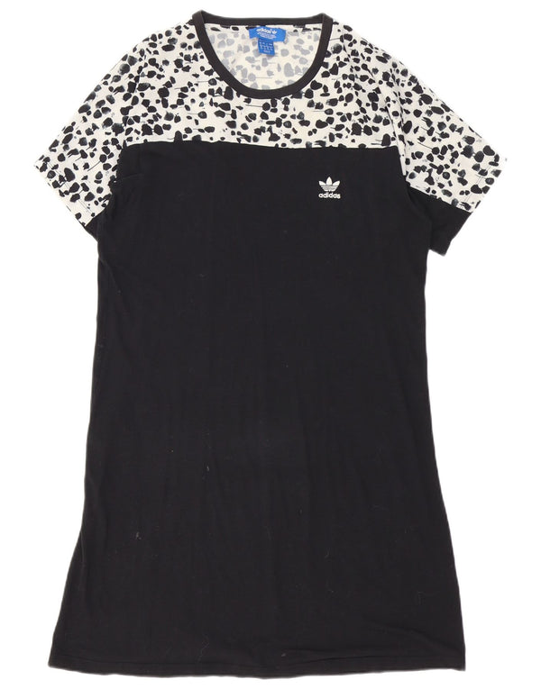 Adidas Vestido tipo camiseta para mujer UK 8 Small Black Animal Print