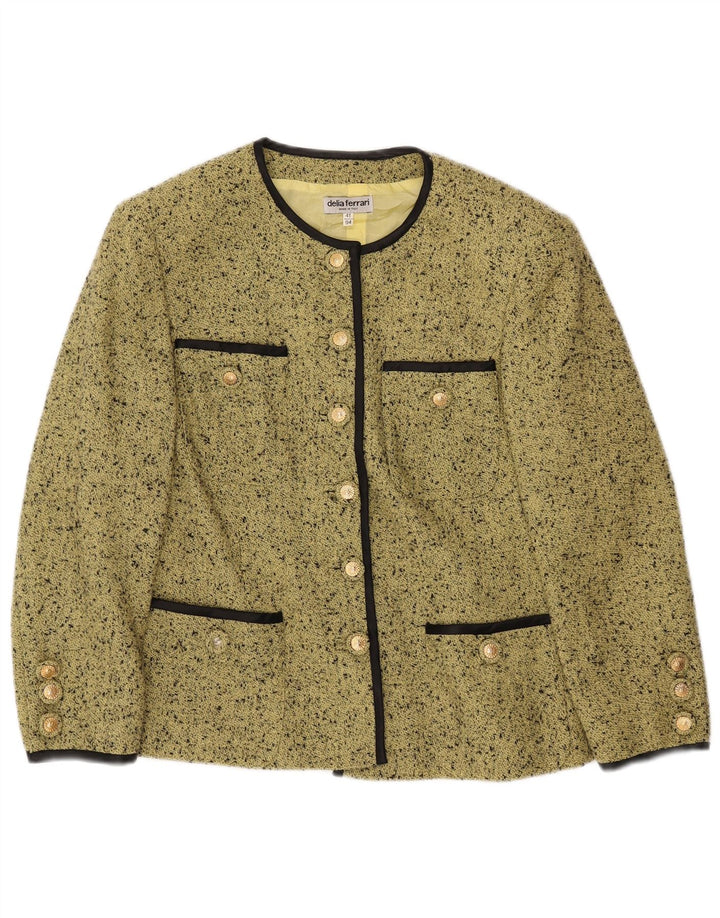 DELIA FERRARI Chaqueta tipo blazer de manga 3/4 extragrande para mujer IT 41 Small Green