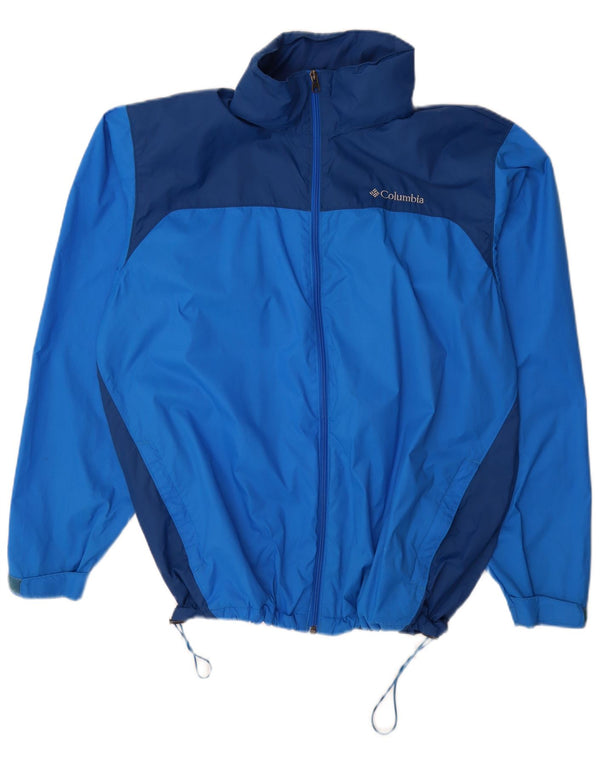 COLUMBIA Chaqueta impermeable para hombre UK 40 Large Azul Colorblock Nylon