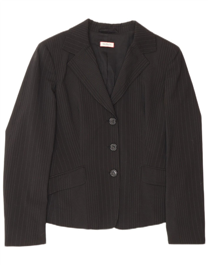 Max & Co. Chaqueta tipo blazer de 3 botones para mujer UK 10 Small Poliéster a rayas negras