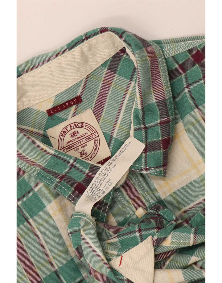 Camisa de franela para hombre Fat Face XL de algodón a cuadros verdes
