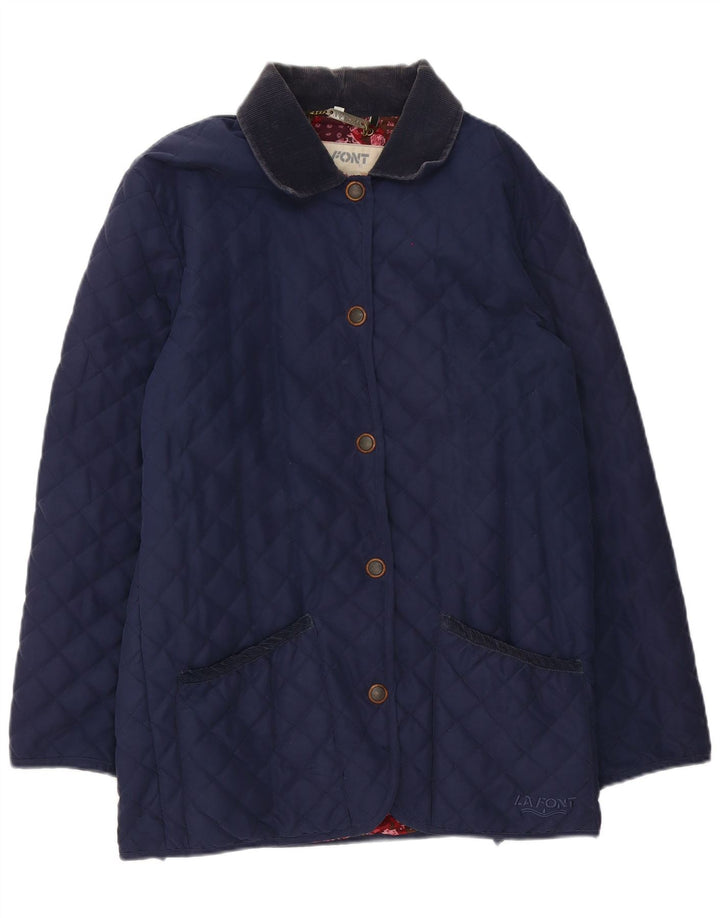 Lafont Chaqueta acolchada holgada para mujer UK 10 Small Poliéster azul marino