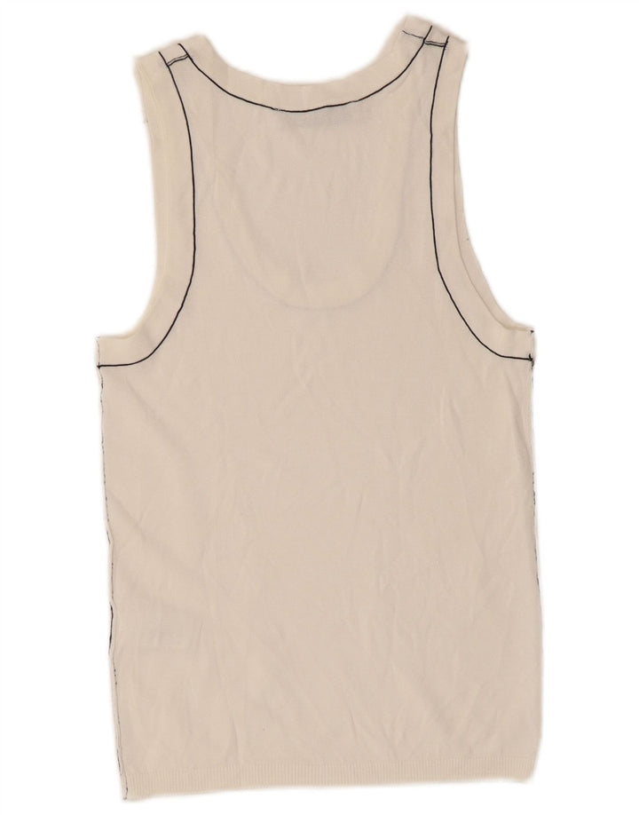 Zara Mujer Chaleco Top UK 8 Small Off White Viscosa