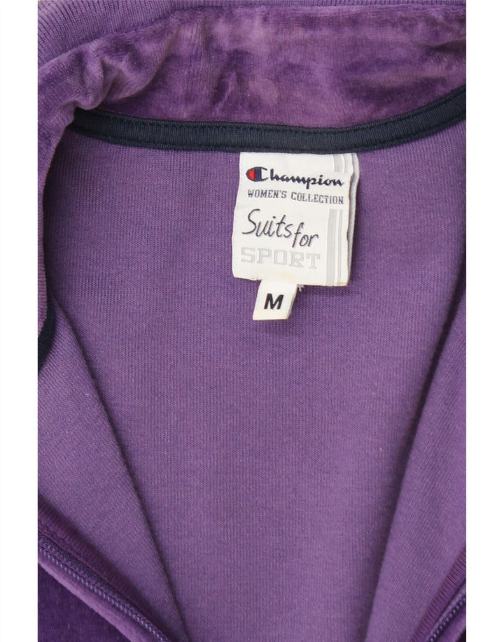 CHAMPION Chaqueta superior de chándal de terciopelo para mujer Reino Unido 14 Algodón morado mediano