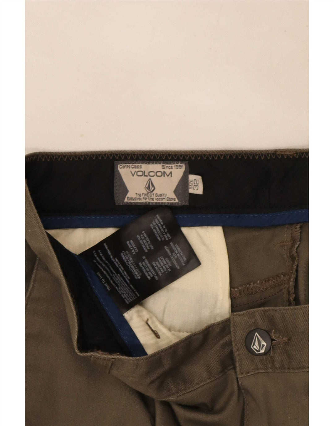 Pantalones cortos chinos Volcom W32 Medium Khaki Cotton para hombre