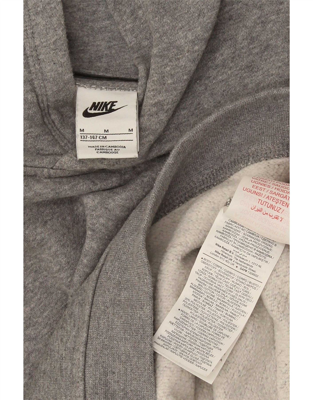 Nike - Sudadera con capucha para niños, 10-11 años, algodón gris medio