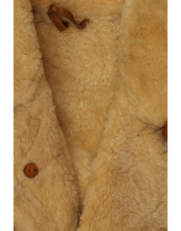 VINTAGE Chaqueta de piel de oveja para hombre Reino Unido 40 Cuero marrón grande