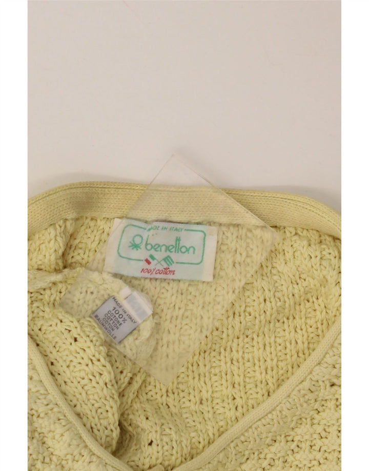 BENETTON Jersey de cuello redondo para mujer IT 50 XL Algodón amarillo
