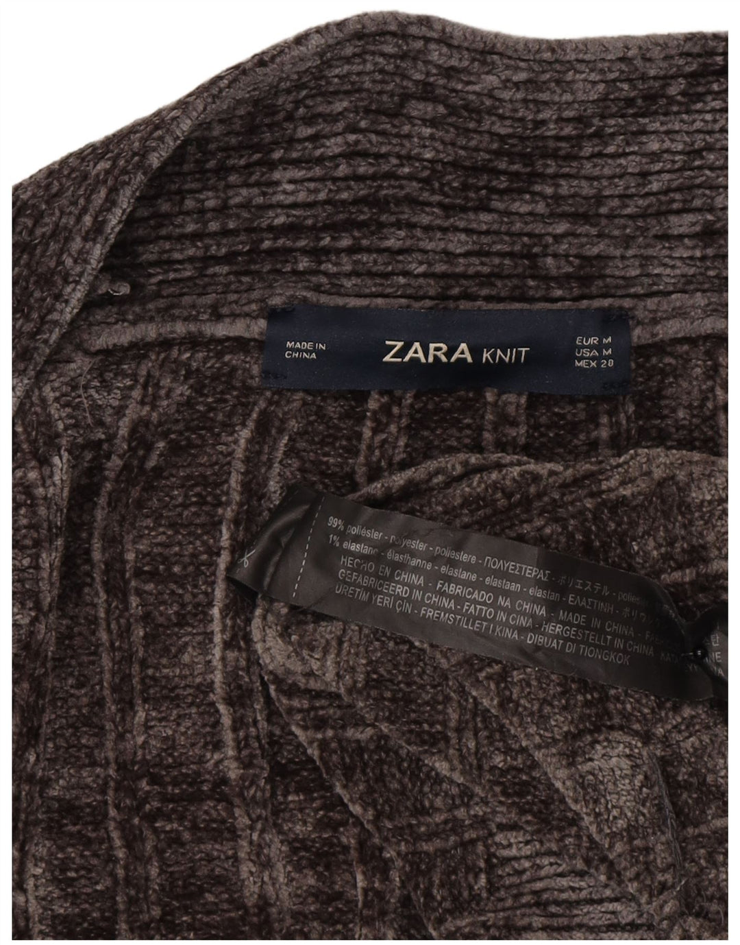 Zara Suéter tipo cárdigan abierto, largo, extragrande, para mujer, Reino Unido 44, Gris medio