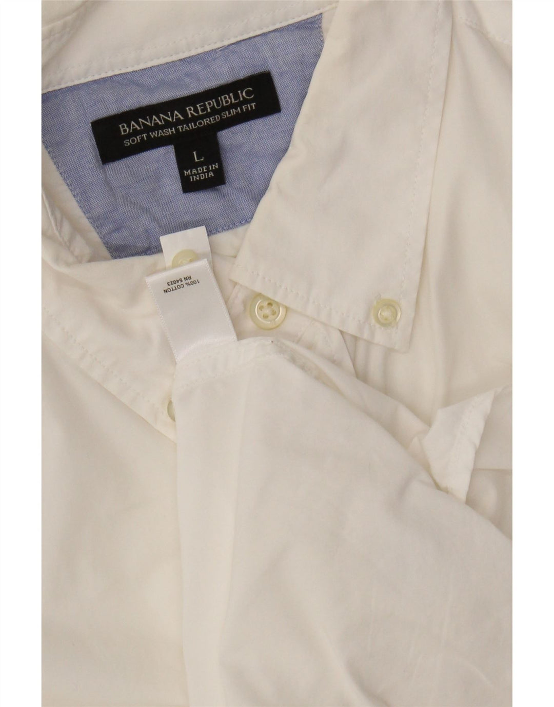 BANANA REPUBLIC Camisa ajustada a medida para hombre Algodón blanco grande