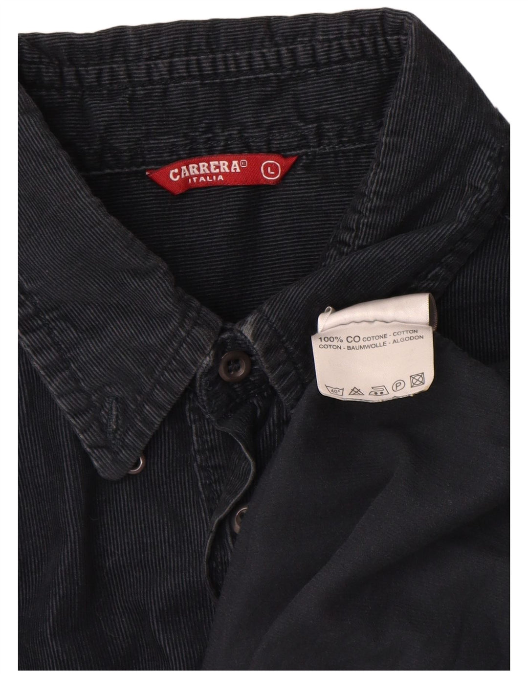 Carrera Camisa de pana para hombre Grande Algodón azul marino