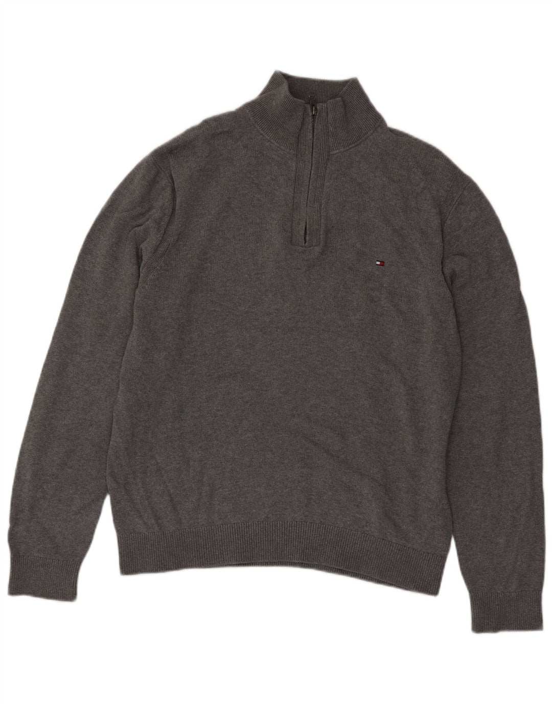 Tommy Hilfiger Jersey con cuello y cremallera para hombre XL Algodón gris
