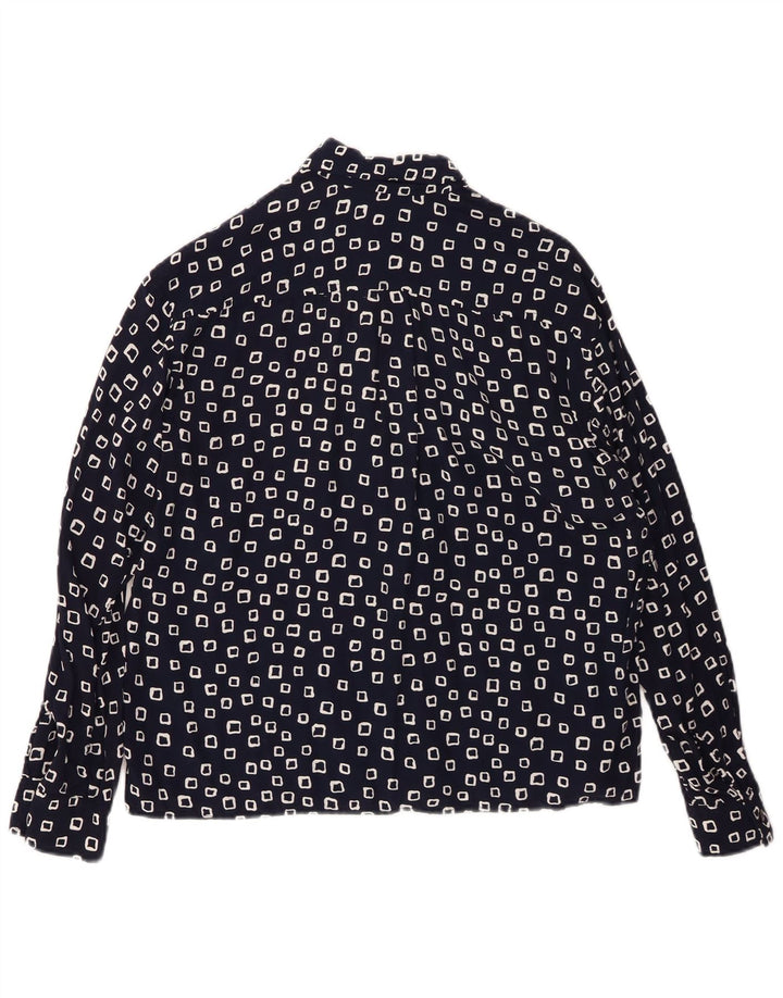 STEFANEL Camisa de mujer UK 46 Grande Azul marino Geométrico