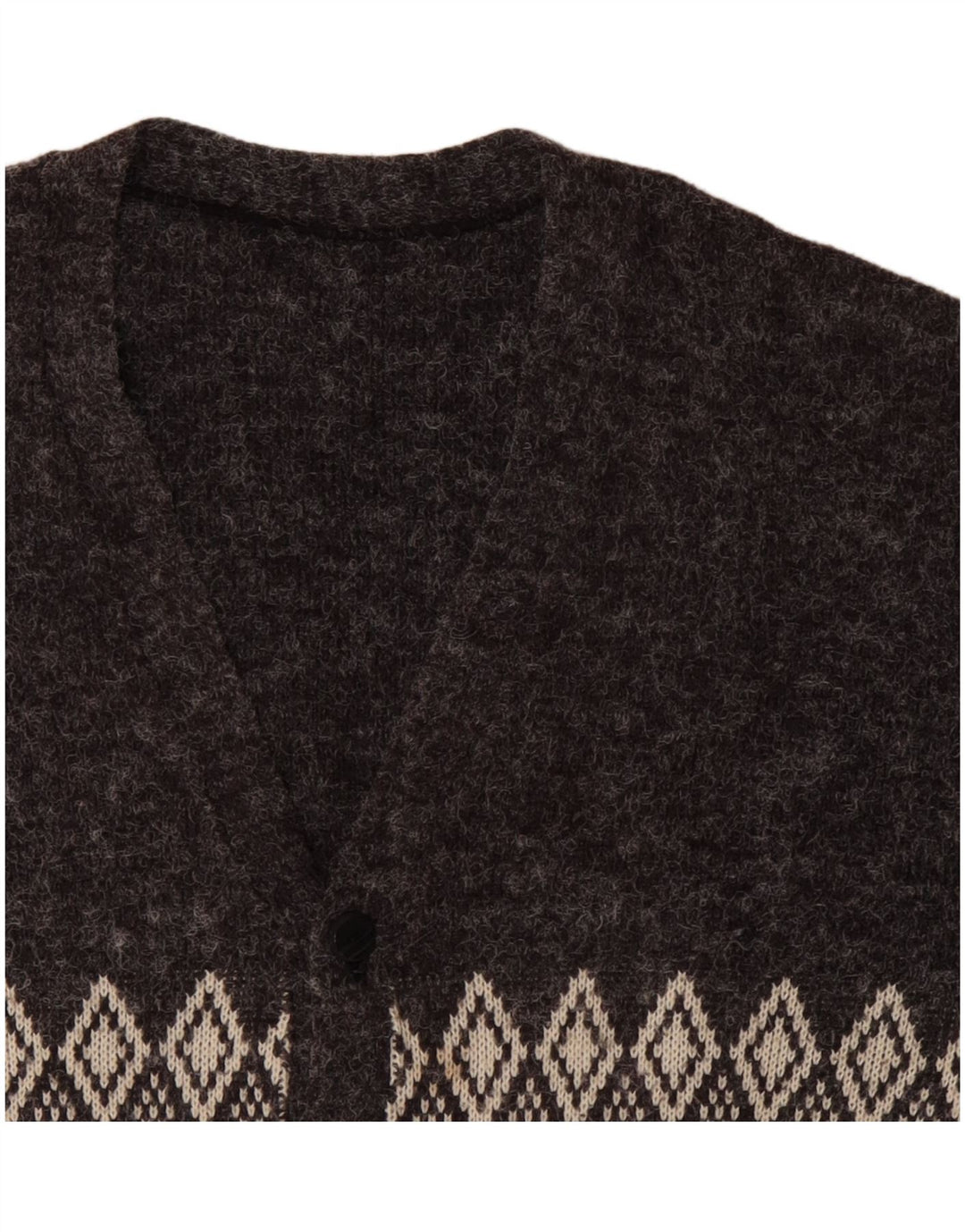 VINTAGE Suéter cárdigan para hombre XL Gris Argyle/Diamante