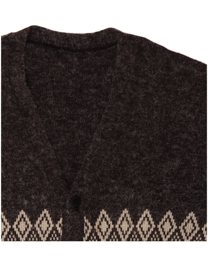 VINTAGE Suéter cárdigan para hombre XL Gris Argyle/Diamante