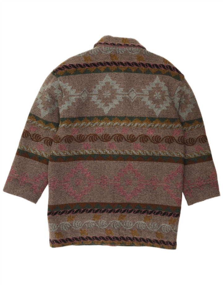 Vintage mujer abrigo Reino Unido 14 grande gris geométrico