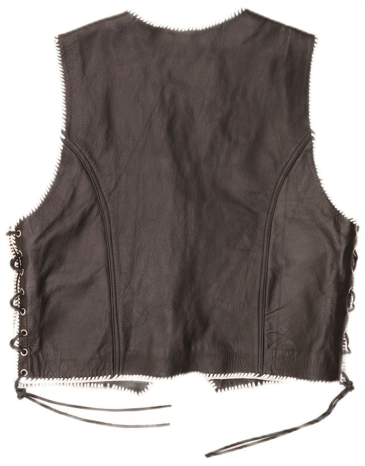MDM Chaleco de cuero estilo motor para hombre, talla grande, negro