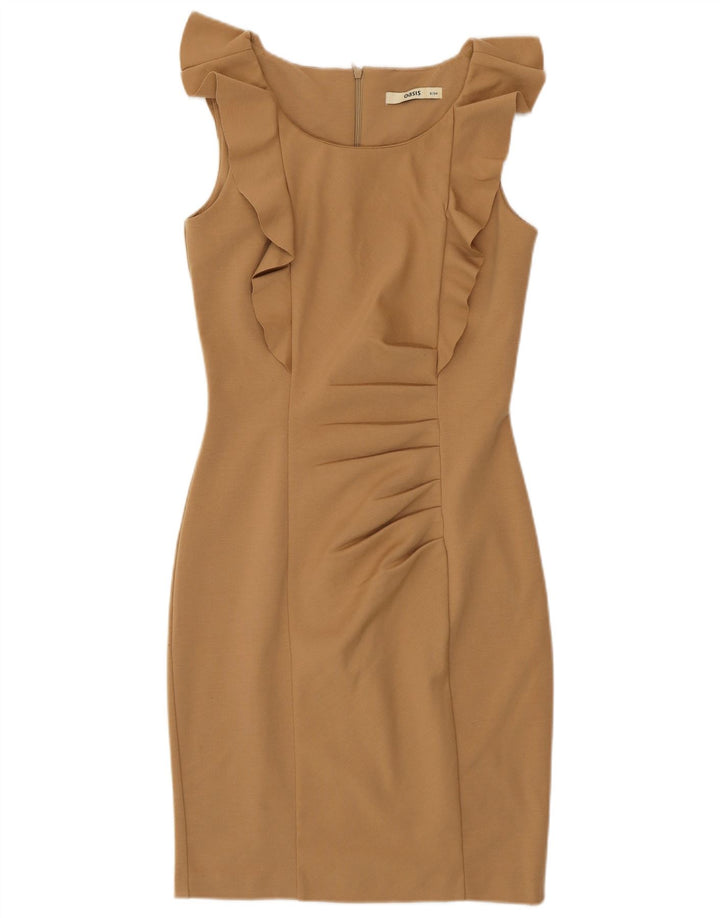 Vestido ajustado sin mangas para mujer Oasis UK 8 Small Marrón Poliéster
