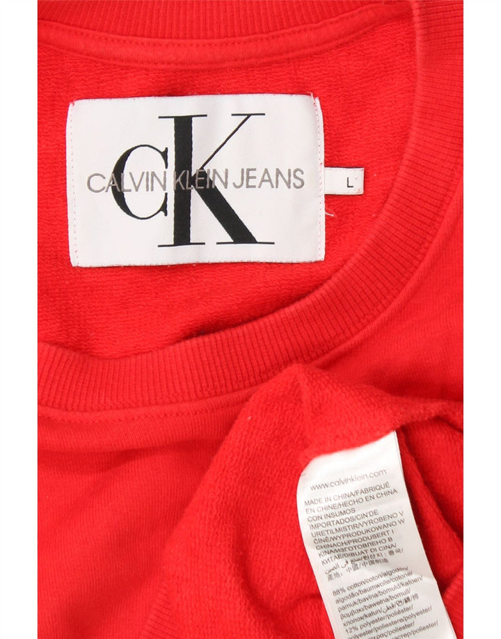 CALVIN KLEIN JEANS Sudadera corta para mujer Jersey UK 46 Grande Algodón rojo