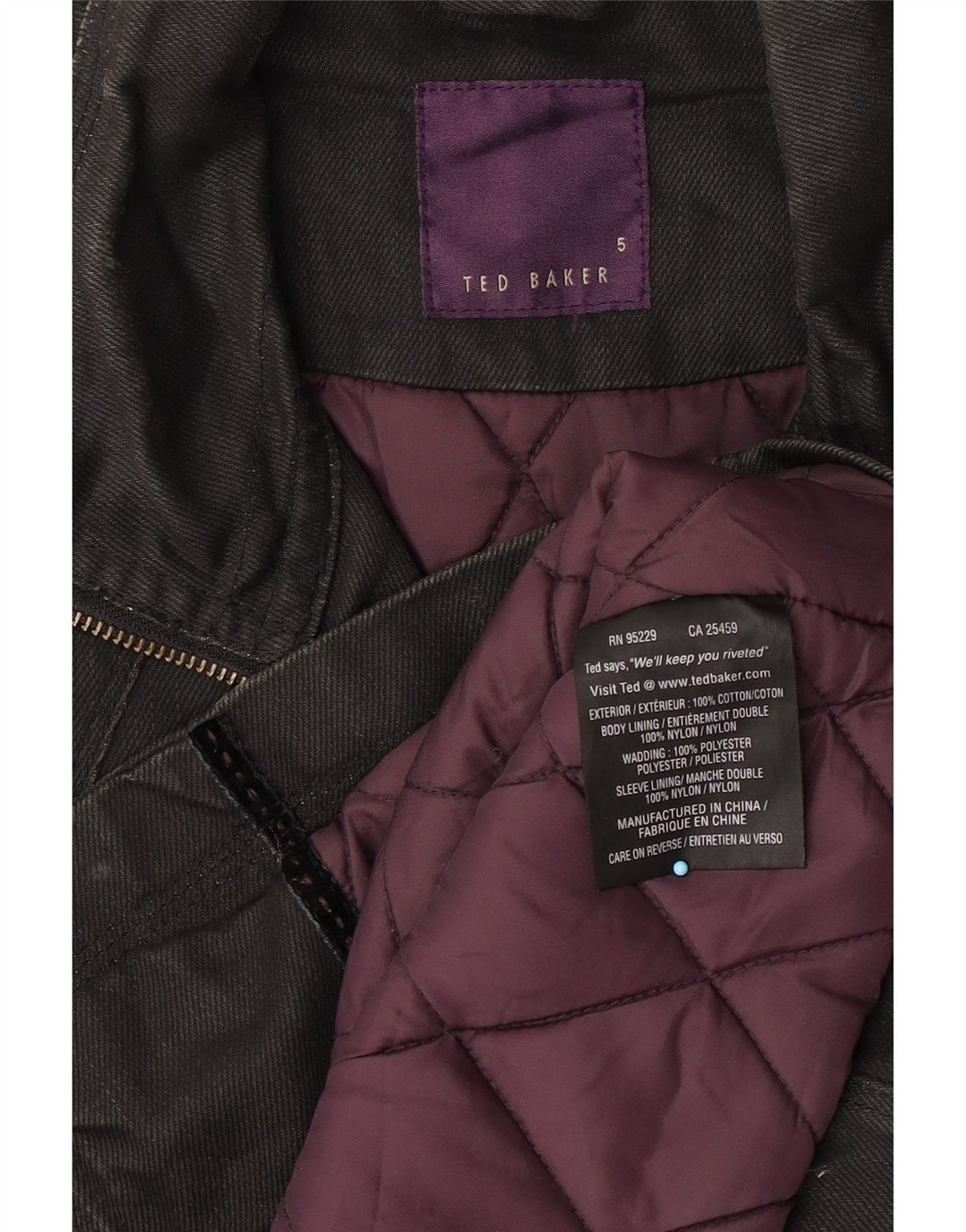 Ted Baker Chaqueta utilitaria para hombre Talla 5 XL Algodón negro