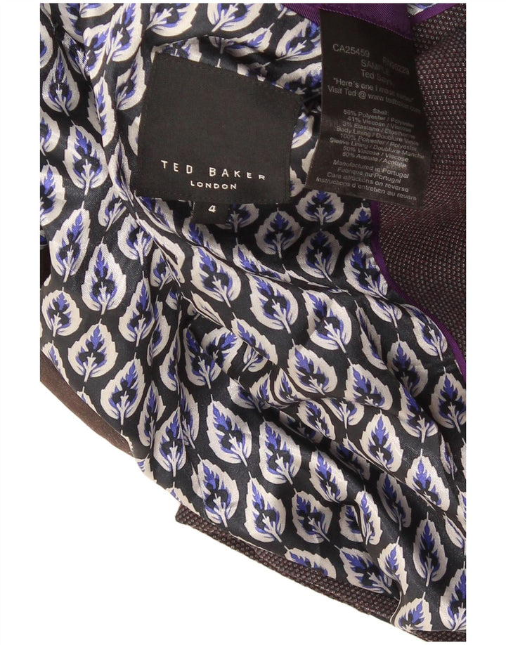 Ted Baker Chaqueta tipo blazer con 2 botones para hombre, talla 4, grande, color morado, poliéster, moderna