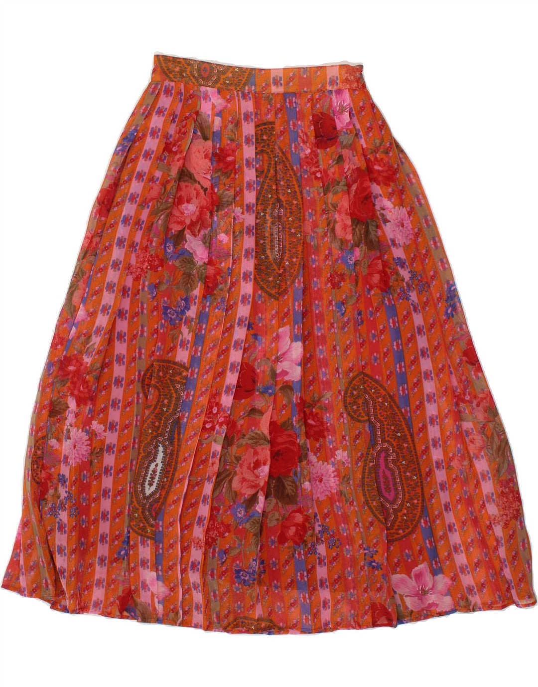 PRISMA Womens A-Line Skirt IT 40 Small W26 Red Paisley Polyester Vintage Prisma and Second-Hand Prisma from Messina Hembry 
