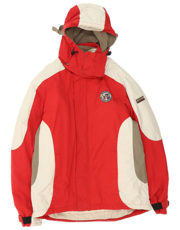 Napapijri Chaqueta de esquí con gráfico geográfico para hombre, Reino Unido 42 XL, color rojo