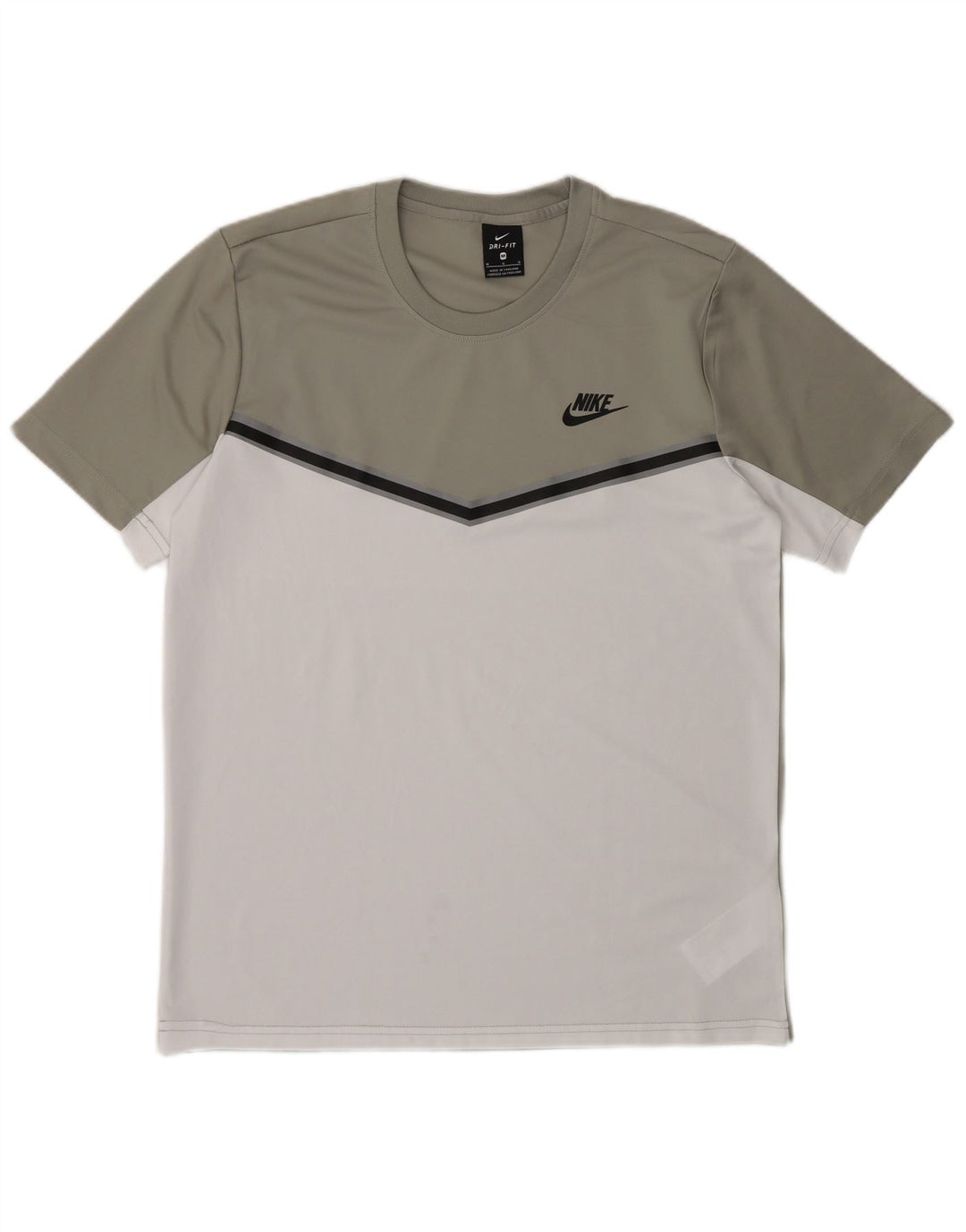 Camiseta Nike Dri Fit para hombre Top gris medio poliéster color block