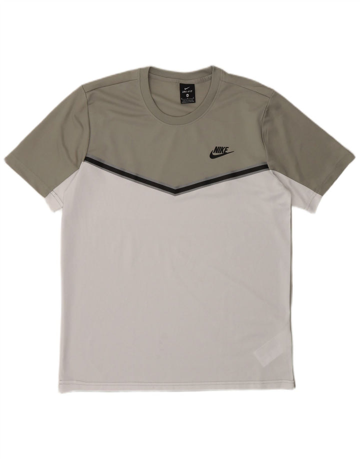 Camiseta Nike Dri Fit para hombre Top gris medio poliéster color block