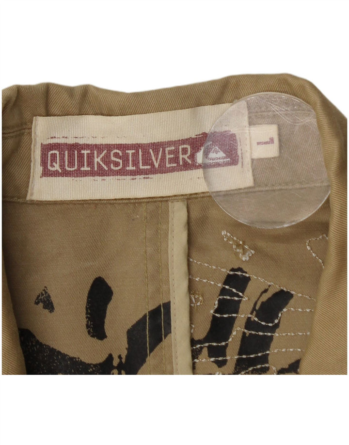Quiksilver Chaqueta utilitaria gráfica para hombre Reino Unido 40 Grande Algodón beige