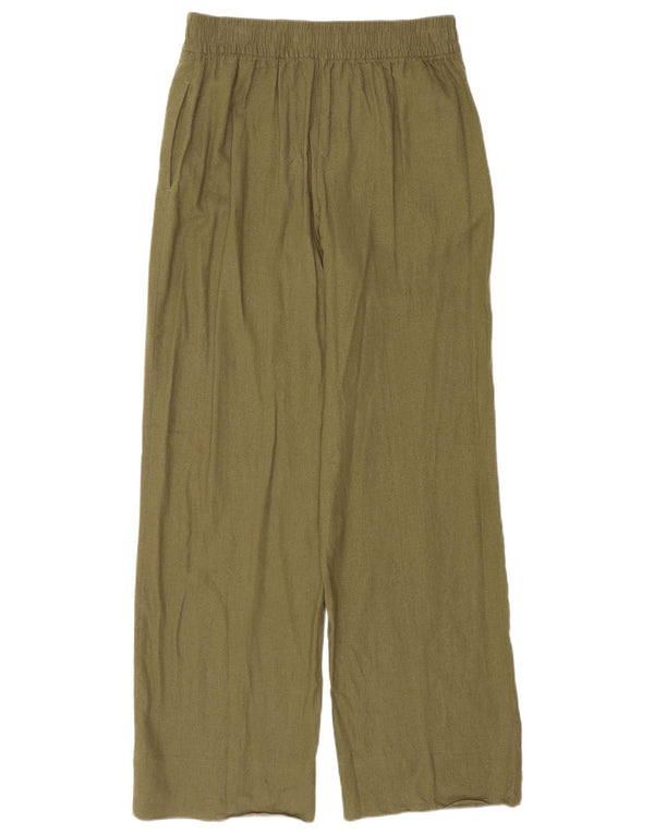 Zara Mujer Pantalones Casuales De Pierna Ancha Pequeño W26 L31 Verde