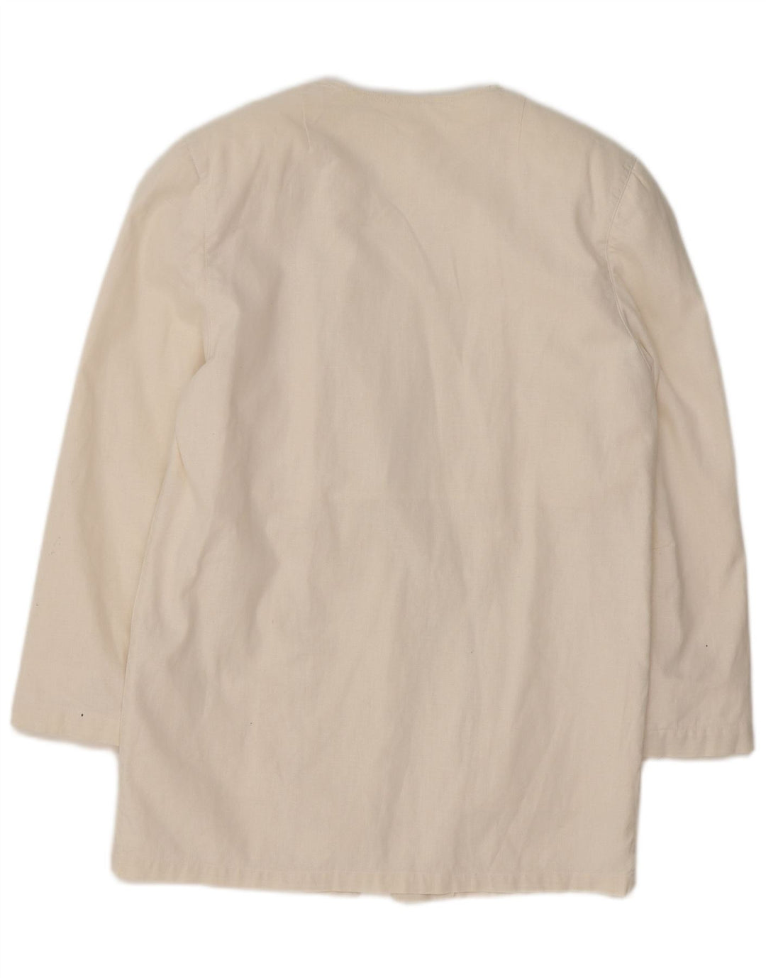 VINTAGE Chaqueta Blazer Longline Mujer Reino Unido 14 Blanco Medio
