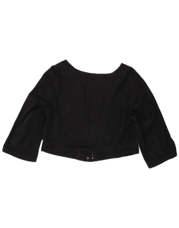Autograph Chaqueta Bomber Corta de Manga 3/4 para Mujer UK 44 Grande Algodón Negro