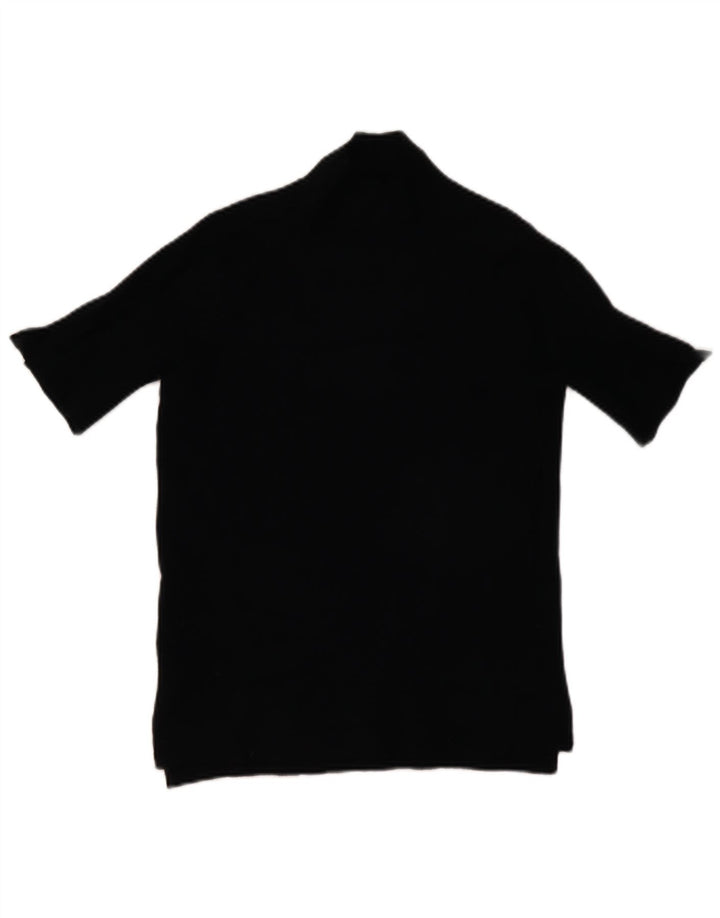Zara Mujer Top De Punto De Manga Corta UK 42 Medium Viscosa Negra