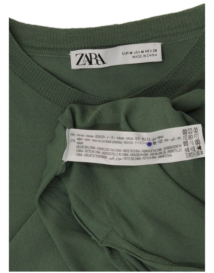 Zara Mujer Maxi Vestido UK 42 Viscosa Verde Medio