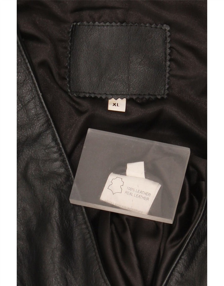 Chaleco de cuero vintage para hombre XL cuero negro