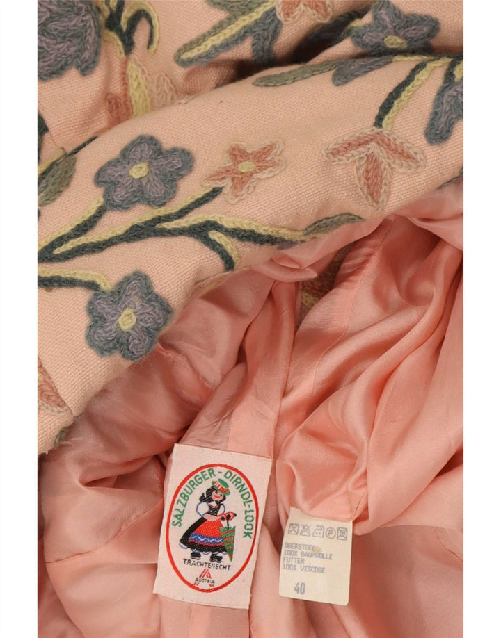 Vintage mujer 6 botones Blazer chaqueta EU 40 algodón floral rosa medio