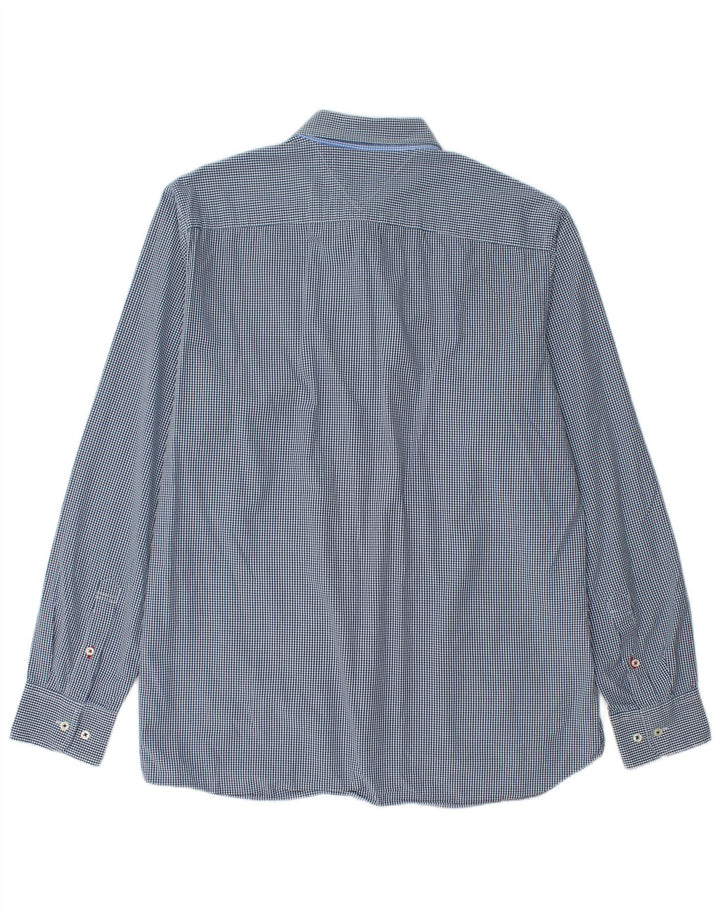 Tommy Hilfiger Camisa de ajuste personalizado para hombre, tamaño grande, cuadros azul marino