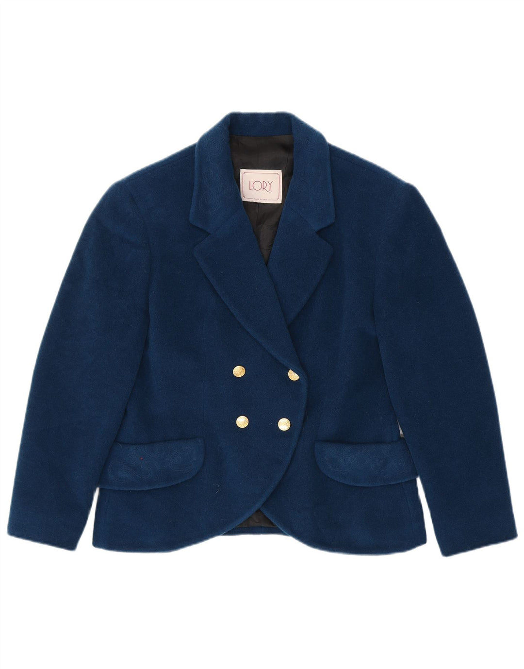 Vintage mujer chaqueta blazer de doble pecho IT 46 azul marino grande