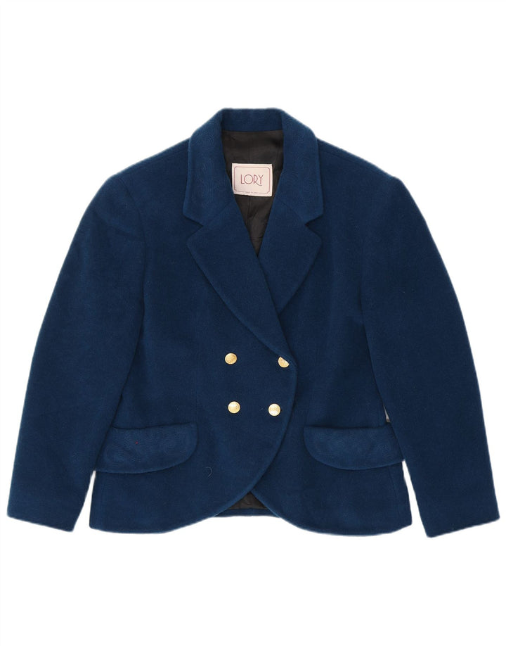 Vintage mujer chaqueta blazer de doble pecho IT 46 azul marino grande