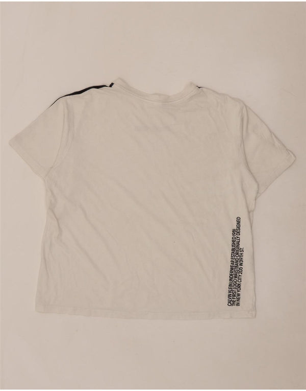 CALVIN KLEIN Camiseta gráfica para hombre Top grande blanco a rayas