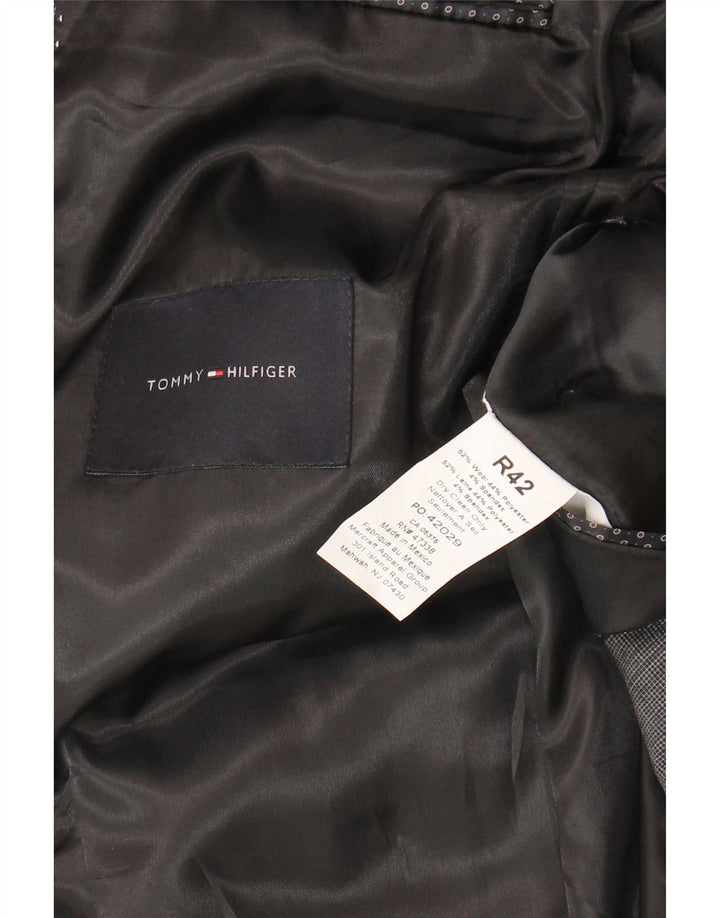 Tommy Hilfiger Chaqueta tipo blazer de 2 botones para hombre UK 42 XL Lana a cuadros gris
