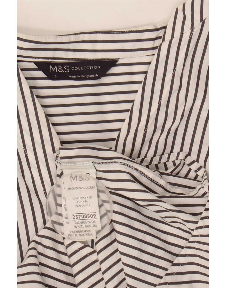 Marks & Spencer Camisa tipo jersey para mujer UK 46 Grande Algodón a rayas blancas