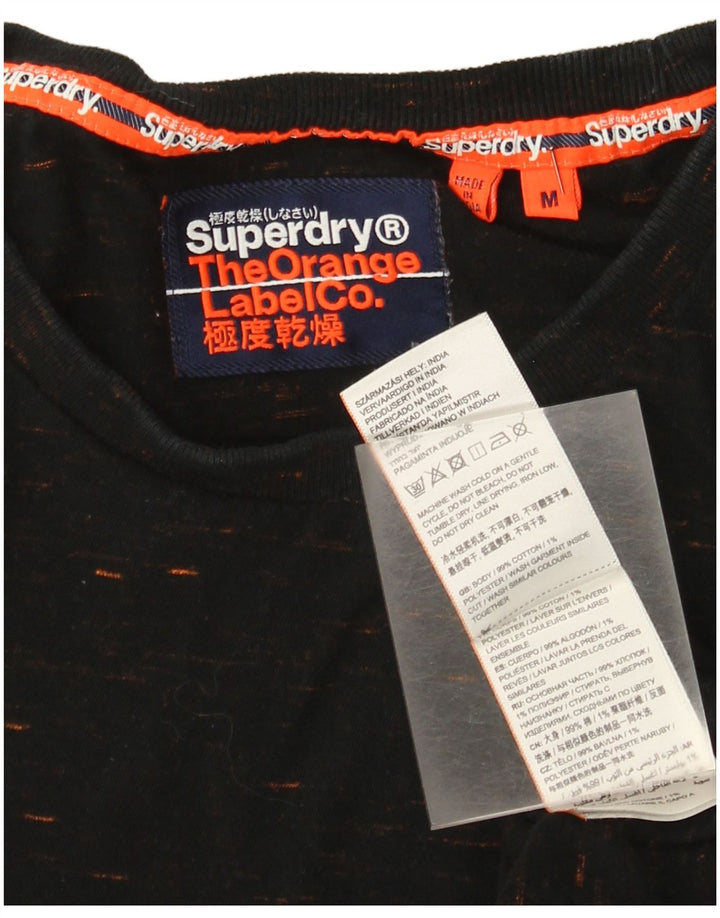 Superdry Camiseta para hombre Top Medium de algodón moteado en negro