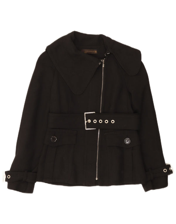 Zara Chaqueta Biker Mujer UK 40 Mediano Poliéster Negro